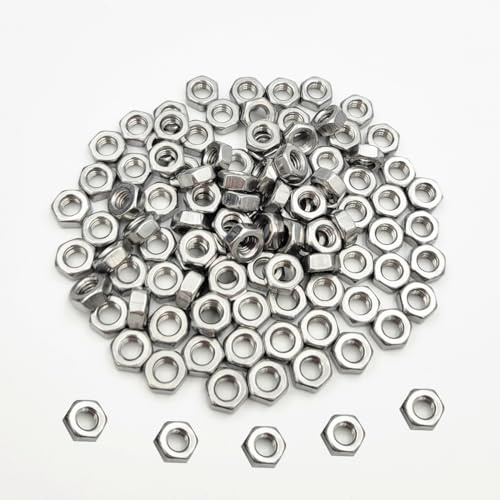 100Pcs M4-0.7 Hex Nut Stainless Steel 304(18-8) Metric Hexagon Nut for Bolts, Bright Finish, Full Thread (M4)