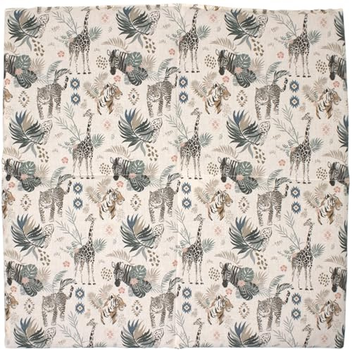 Johannesfrökudde 40 x 40 cm 4-kammare XXL ekologiskt tyg vilda djur – värmekudde – kornkudde