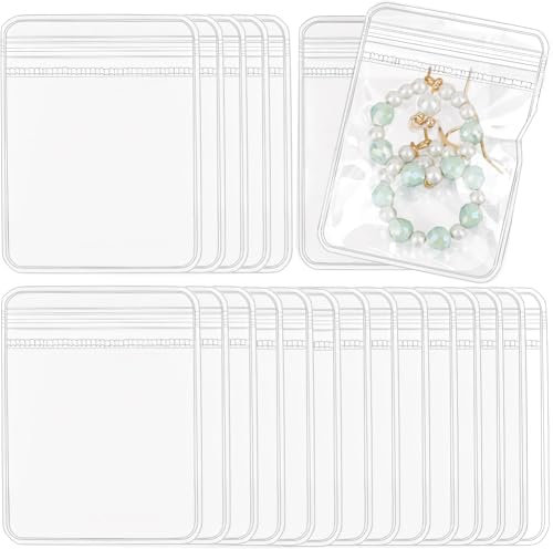 SOFPLATE 100Pcs 2 X 2.8 pouces Sacs à Bijoux en PVC Transparent Petit Sac à Bijoux Organisateur Pochette à Fermeture Éclair Auto Scellante Sac de Rangement Anti Ternissement Sacs D'Emballage Transpare