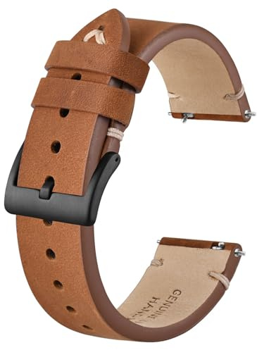 BISONSTRAP Distressed Leather Watch Strap, Watch Replacement Bands for Men, Quick Release Spring Bars, Band Width 18mm 20mm 22mm