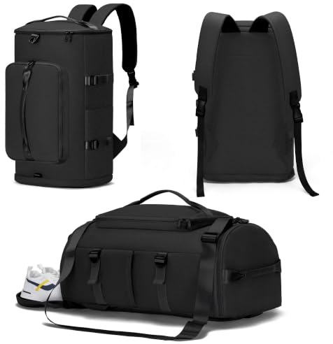 MIYCOO Gym Bag for Men Women with Shoes Compartment - Duffle Bag, Travel Backpack, Sports Backpack, Weekender Overnight Bag with Wet Pocket - Black
