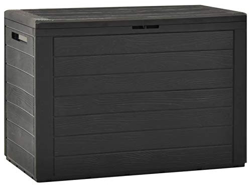 Gecheer Scatola di immagazzinaggio da giardino Antracite, 78 x 44 x 55 cm, scatola di immagazzinaggio per attrezzi da giardino, contenitore per cuscini per balcone, piscina, terrazza