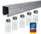 ATTAS Kit complet de système de porte coulissante de 200 cm – Rails avec roulettes pour portes coulissantes et portails – Robuste et résistant aux intempéries – Avec chariot coulissant et ferrure