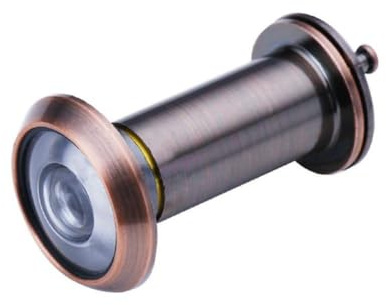 Mirilla de puerta con visión gran angular de 180 grados y lente ajustable, marco de metal diseñado para puertas gruesas y garantía de privacidad (bronce rojo)