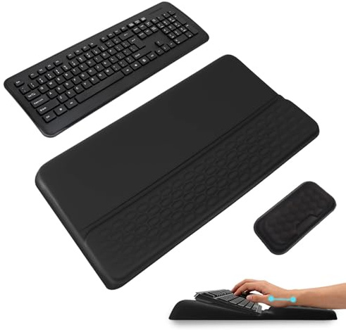 Dengthrive 2-in-1 Keyboard Wrist Rest with Stand and Mouse Wrist Support | Ergonomic Keyboard Support Soft Memory Foam Support Pad Non-Slip PU Pad Bottom, Keyboard Riser 43cm for Office Home or Gaming