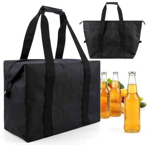 Foldable 20L Insulated Cooler Bag, Hard Liner, Leakproof | PEVA Liner, 4-Layer Insulation, Keeps Cold 4+ Hrs, 340g, Folds Flat, Padded Handles, For Beach, Camping, Picnic, Grocery