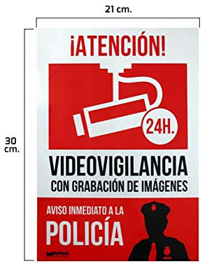 WOLFPACK LINEA PROFESIONAL - Cartel Alarma Conectada Aviso a Policia 30x21