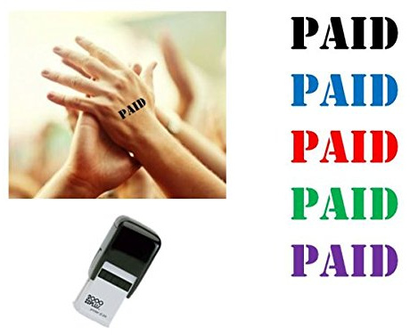 Paid Hand Stamp - Suitable for Festivals, Parties, Clubs, Special Events, Bars etc. (Red)