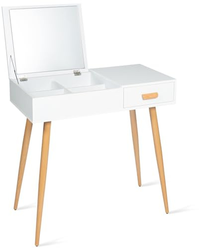 IDMarket - Skandinavischer Schminktisch Lisa Klappspiegel weiß