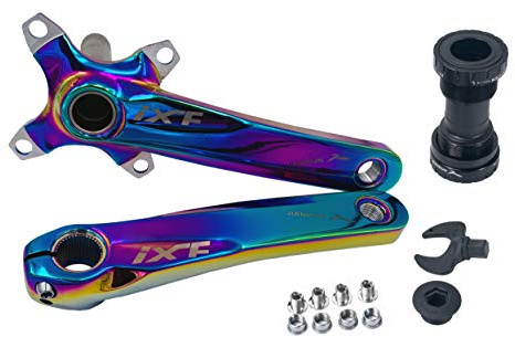 DECKAS Bike Crank Arm Set 170mm 104 BCD with Bottom Bracket Kit and Chainring Bolts for MTB BMX Road Bicycle (Colorful)