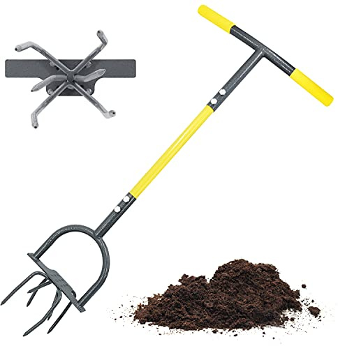Jardineer Hand Tiller for Gardening, Manual Twist Tiller Cultivator, Heavy Duty Garden Claw, Soil Loosener & Lawn Aerator for Soil Mixing, Garden, Flower Box and Raised Bed