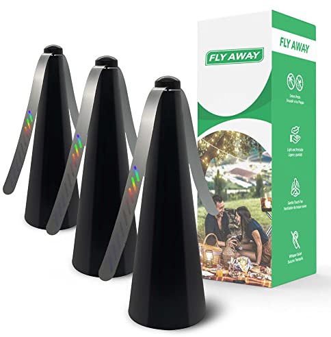 Fly Away – Lot de 3 éventails Anti-Mouches d'extérieur ou d'intérieur pour Restaurant, Barbecue, événements, dissuade Les Mouches, guêpes, Abeilles, Autres moscas et Insectes, Fonctionne avec Piles