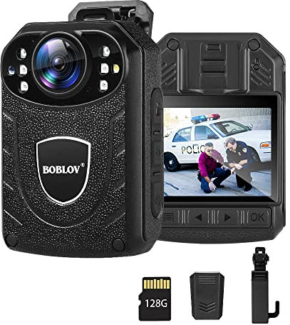 BOBLOV 126GB Body Camera, Police Body Worn Cameras, Body Cams for Security, Support Memory Expand, Lightweight and Portable Easy to Operate (126GB)