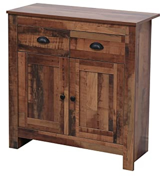 Kingwudo® Wooden Sideboard Cupboard 2 Doors 2 Drawers Cabient or 1 Door 3 Drawers Cabinet Storage Unit Freestanding Cabient for Living Room (2 Doors 2 Drawers Cabinet)