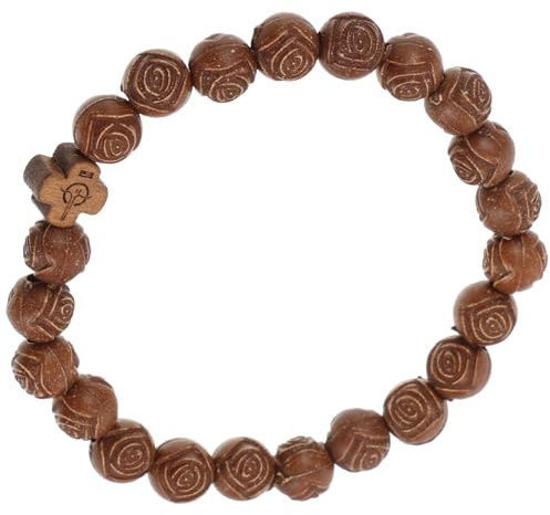DEARMAMY Religious Wooden Beads Cross Bracelet Catholic Bracelet Rosary for Women Men Catholic Religious Prayer Retro Jewelry