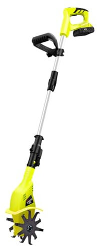 Akku-Bodenhacke 20V, elektrische Motorhacke mit 2Ah Akku und Ladegerät, 10.5 cm Arbeitsbreite und 25 cm Arbeitstiefe, Ackerfräse Kultivator Gartenfräse, Elektrische Bodenhacke