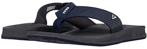 Reef Phantom II Mens Beach Flip Flop, Water Friendly, Compression Molded EVA footbed, Grey/Navy, 17