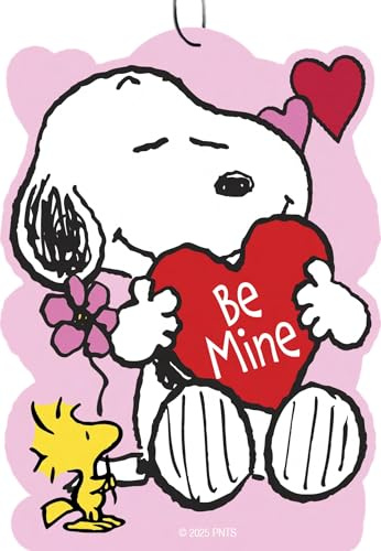 Spoontiques Peanuts Valentine's Day Air Freshener (3pk) - Themed Car Interior Accessories & Essentials, Hanging Air Freshener for Cars & Trucks, Long-Lasting Fragrance (New Car Scent)