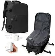 livbote Mochila al Vacío con Bomba Mochila Viaje Cabina Avion con Compresión al Vacío Airbag, Impermeable, Equipaje de Mano para Hombre Mujer - Negro