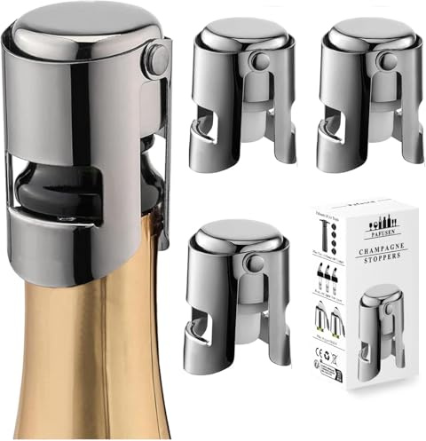 3 Stück Sektverschluss, Champagner Verschluss, Sektflaschenverschluss, Flaschenverschluss Auslaufsicher hält frisch, ideal für Champagner, Prosecco, Cava und Schaumweine (Edelstahl，Schwarz)