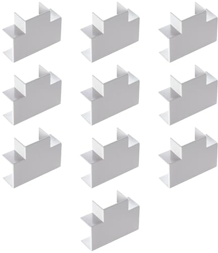 Confezione da 10, Giunto a T per minicanalina 20x10mm, bianco, in PVC, tecnopolimero ad alta resistenza, mini canaline, canale per cavi elettrici