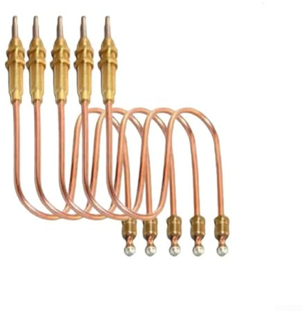 Gas Ignition Thermocouple 5PCS Set Gas Appliance Safety Device 30Cm M8 Thread Safety Device For Heating Appliances BBQ Fireplace Stove Oven High Sensitivity Temperature Probe Metal