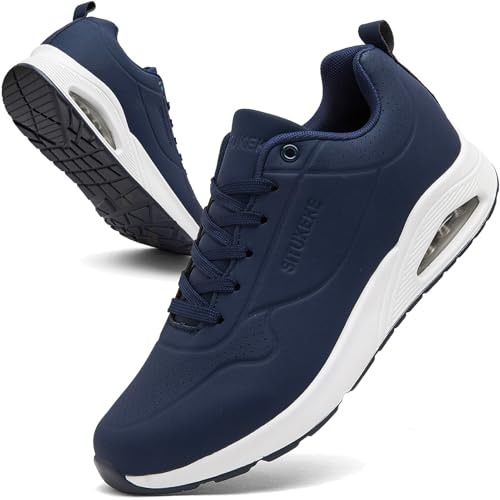 situkeke Mens Road Running Shoes Fashion Trainers Cushion Lightweight Casual Sneakers Comfortable Walking Shoes Gym Sport Tennis Indoor Outdoor Flat,BlueWhite,EU42