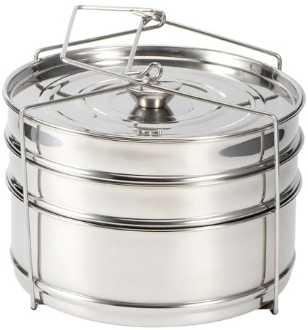 Olla de vapor de acero inoxidable Juego de insertos de olla apilables de 3 niveles para ollas a presión Alimentos Cocer al vapor Recalentar Arroz Verduras Carne Pescado Sopa