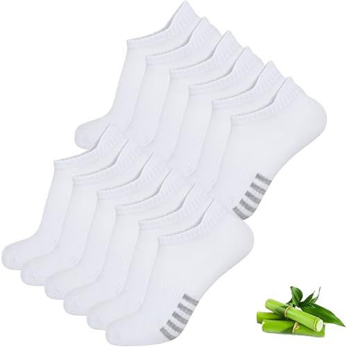 Briyat Calzini donna in bambù 6 paia corti traspiranti comodi per sport running e palestra senza elastico regalo elegante per donne e ragazze,nero a righe*6,39-42