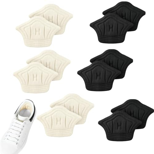 JiaYuan 6 Paires Coussinets,Coussinet talon,Coussinet talon chaussure | Semelle Chaussure Trop Grande,Coussinets de Coussin de Talons Auto Adhésif,Avec Inserts en éponge,Pour l'arrière du Talon