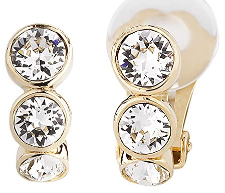 Traveller Ohrclip - Goldfarbe - Preciosa Kristalle - 22kt vergoldet - 14x6 mm - 155804