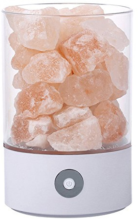 Lampe de table de sel de l'Himalaya, pierre thérapeutique rose naturelle portative de cristal, avec la conception de bassin et la lampe de chevet colorée de contrôle de DiscolorationTouch Color