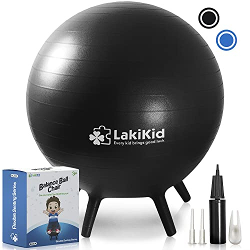 Balance Ball Chairs for Kids: LakiKid Flexible Seating Classroom Furniture- Stability Ball Chairs with Legs, Exercise Ball Chair, Yoga Ball Chair, Ideal Alternative Seating for Students (18/45 CM)