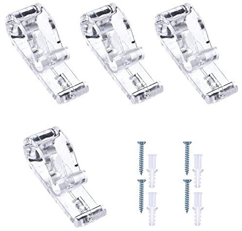 4 Sets Roman Blind P Clip, Plastic Roman Roller Blind Chain Cord P Clips Hooks Child Safety Roller Blind Clips for Blinds with 4 Screws and 4 Plastic Pillars