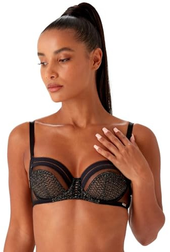 Gossard Condradiction Soutien-Gorge Balconnet, Noir/Argent, 100B Femme