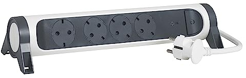 LEGRAND Regleta de enchufes con protección contra sobretensión, USB Tipo A+C, con Interruptor, Base múltiple con 4 Tomas de Corriente, Cable de 1,5 m, Color Blanco/Gris Oscuro 694507