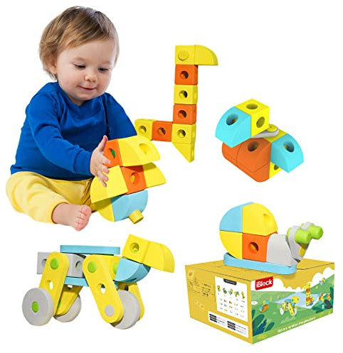 Smartwo Blocchi da Costruzione Grandi per Bambini 2 3 4 5 6 Anni, 49 Mattoncini Giganti in Schiuma EVA, Morbide e Leggere, Animali e Numeri in Costruzione, Giochi Montessori, Regalo Ragazzo Ragazza