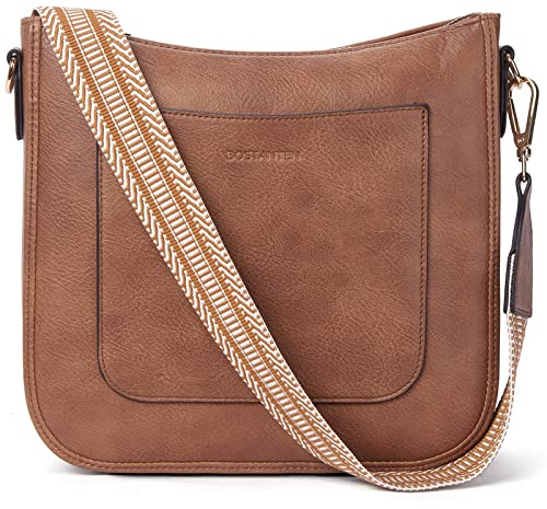 BOSTANTEN umhängetasche damen mittelgroß Handtaschen damen-schultertaschen aus PU Leder shopper tasche für Frauen Hobo Crossbody Bags mit verstellbarem Farbigem Riemen Braun