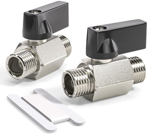Bwintech 2 Pz 1/4 BSP Maschio x Maschio nichelato Ottone Mini Valvola A Sfera Valvola di Stop