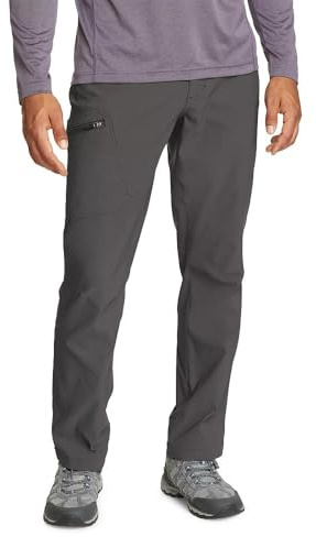 Eddie Bauer Men's Athletic Fit Fixed Waist Active Performance Rainier Pants, Dark Smoke Rainier, 34W x 32L