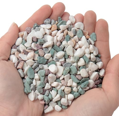 TINYUNICORN Ciottoli di ghiaia per piante grasse e cactus, 0,9 kg, pietre decorative naturali lucide, rocce di fiume per piante, vasi, acquari, terrari e giardinaggio all'aperto, colori misti