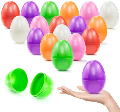 Milaloko 24 Pz Uova di Pasqua Riempibili, Uova di Plastica Vuote Colorate Bright per Caccia di Pasqua, 4 x 6 cm