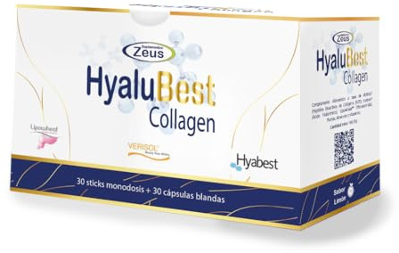 HYALUBEST COLLAGEN - Integratore avanzato per pelle, capelli e unghie con peptidi di collagene, acido ialuronico e antiossidanti, 30 bustine + 30 capsule morbide