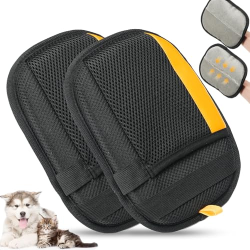 Boqibyon Lot de 2 gants d'épilation électrostatiques pour animaux domestiques, brosse magique pour enlever les poils d'animaux domestiques, lavables et réutilisables, gants de toilettage pour chats et