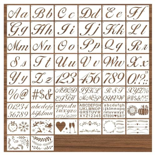 DOKRIN Plantillas de dibujo y de letras, Juego de 44 plantillas reutilizables de letras y números para manualidades, alturas de caracteres de 0,7, 1, 2 y 4 pulgadas