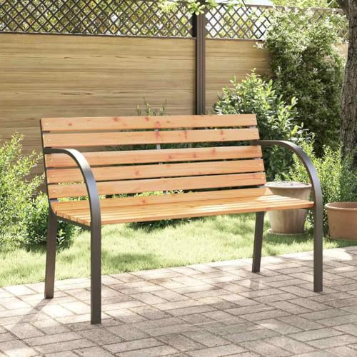 Xuvaracle Barnträdgårdsbänk 81 cm tillverkad av kinesisk gran med stålram för utomhusbruk, perfekt för barn, väderbeständig, robust, lämplig för utomhusbruk, med armstöd, sittmöbler för terrass