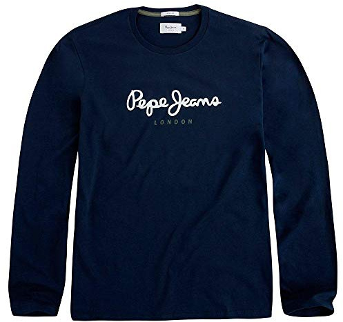 Pepe Jeans Eggo Maglietta a Maniche Lunghe Slim Fit da Uomo, Blu (Navy), XS