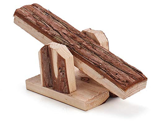 Tnfeeon Hamster Wippe, natürliche hölzerne Kleintiere Wippe Spielzeug Haustier Knabberzeug Spielzeug Säge Käfig Spielzeug für Kaninchen Mäuse Meerschweinchen Hamster