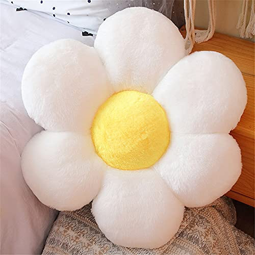 Morbuy Plüsch Kissen Blumenform Sitzkissen Stuhlkissen, Kopfkissen Sitzpolster Sofakissen Stuhl Kissen, Weiche Flauschige Verdickte Bodenkissen Kinderzimmer Dekor (30x30cm,Weiß)