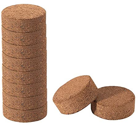 OSDFFI Compressed Coco Coir Fiber Potting Soil,Plant Starter Pellets,Coconut Soil for Bonsai, Herbs, Plants, Flowers and Vegetables (50mm-10pcs), Brown